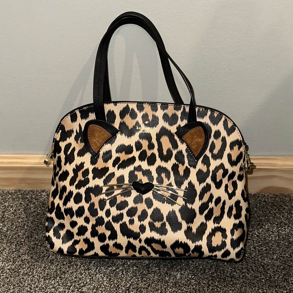 Kate Spade Leopard Print Cat Face Women's Bag crossbody tote
